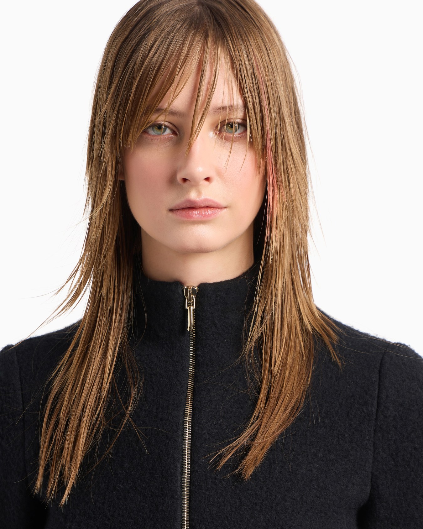 Cotton, wool and cashmere double cloth zipped jacket Slide 5