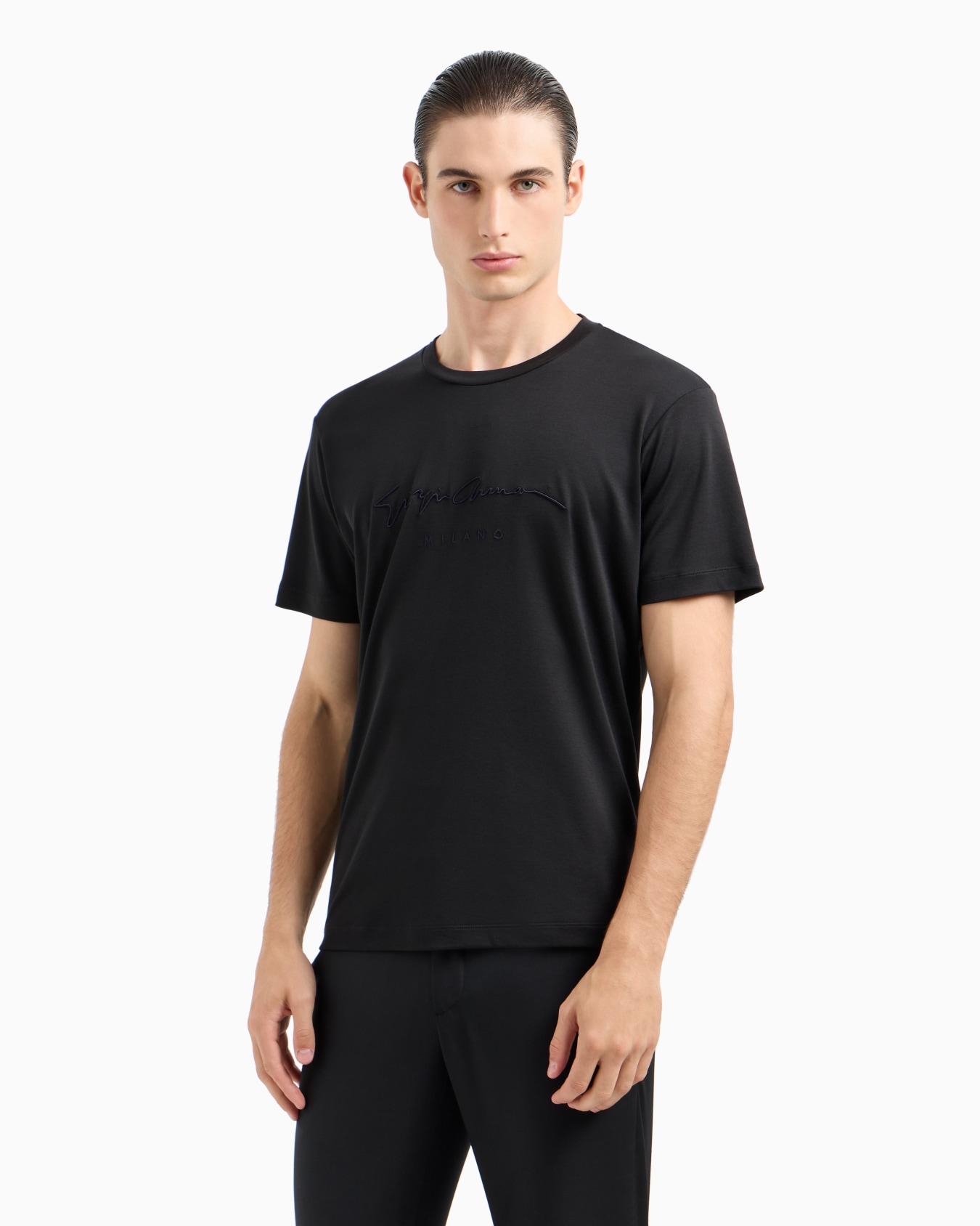 Pure cotton interlock signature logo T-shirt Slide 3