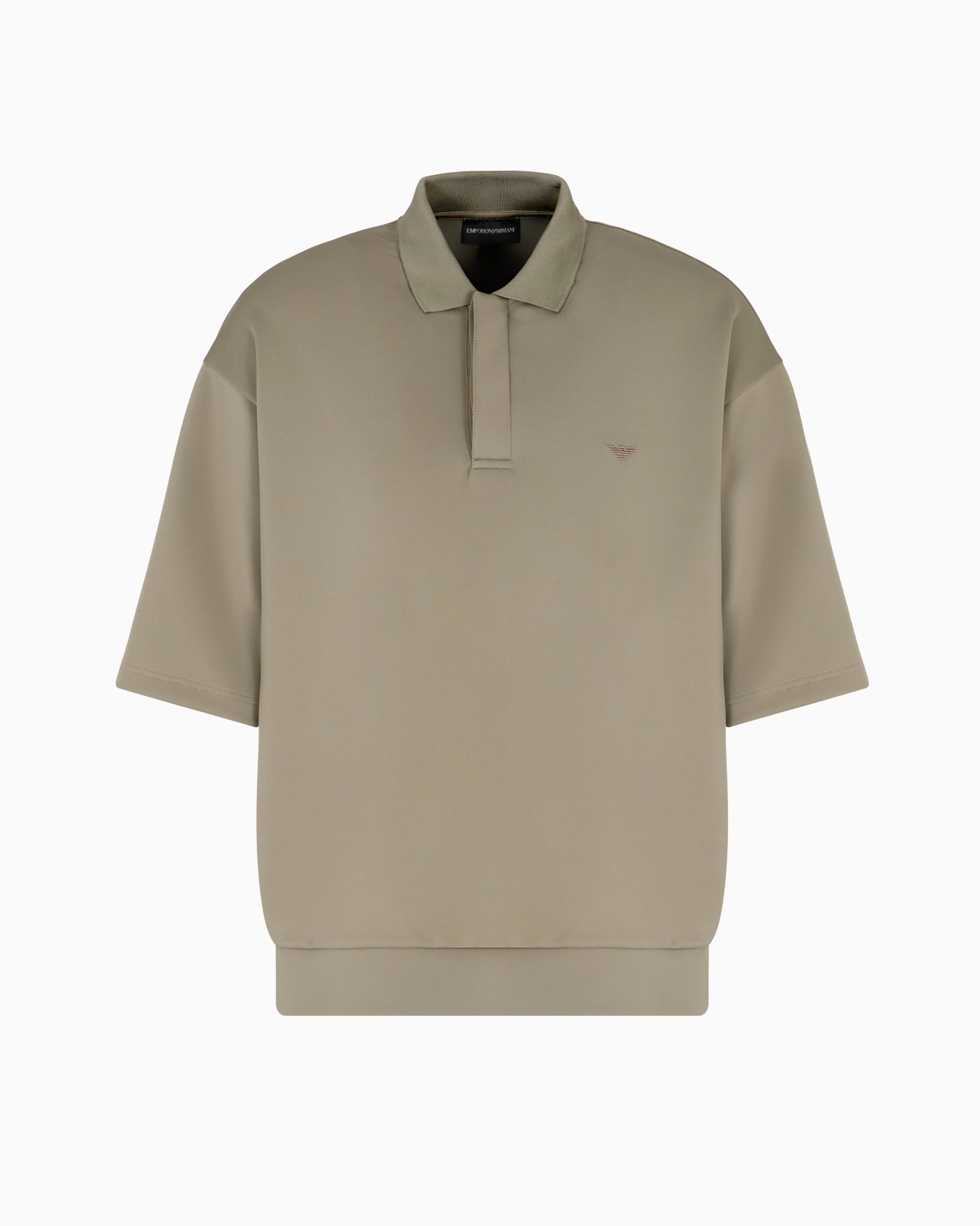 Short-sleeved jersey sweatshirt with a polo-shirt collar and oversized flower Slide 0