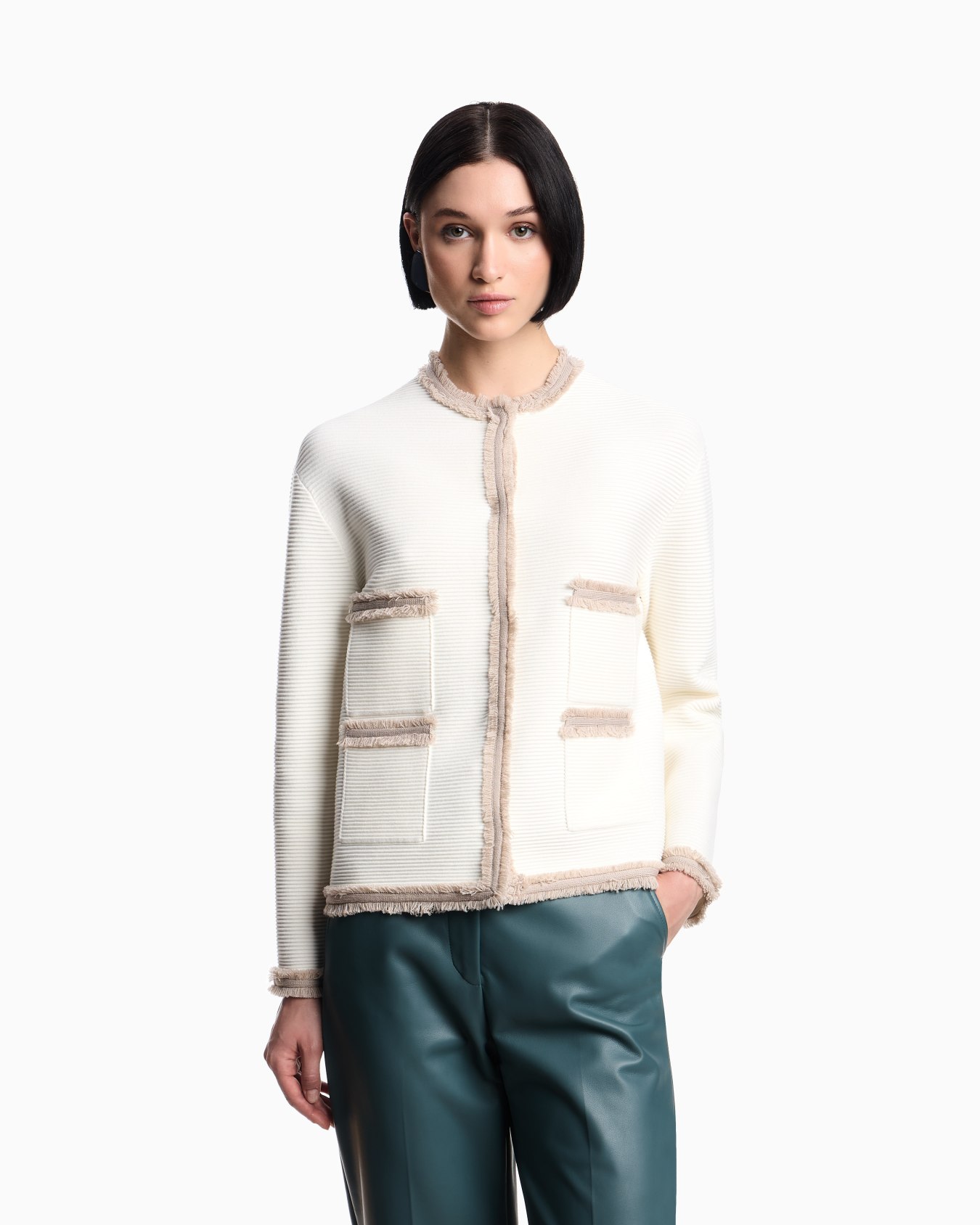 Ottoman fabric jacket with fringe trims Slide 3