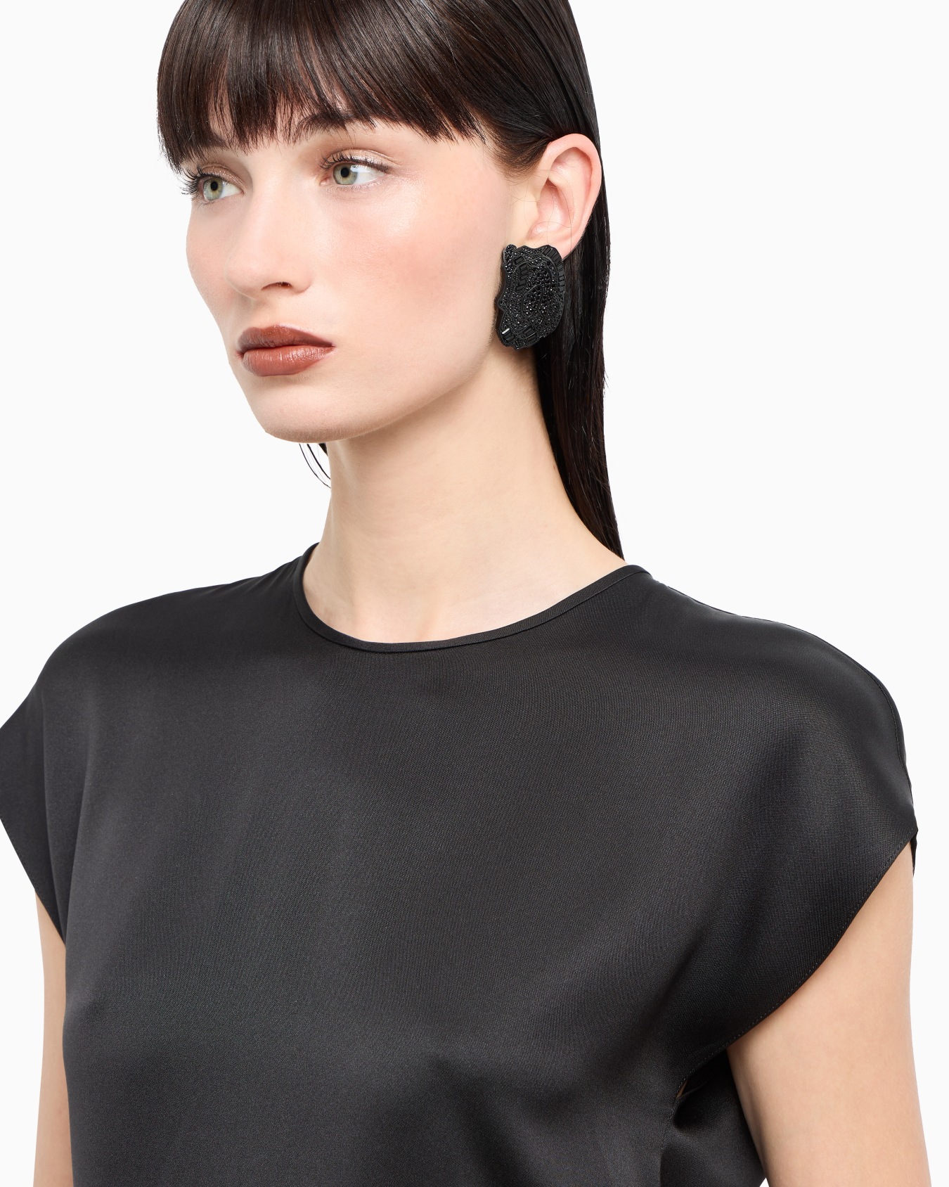 Long blouse in silk double satin Slide 4