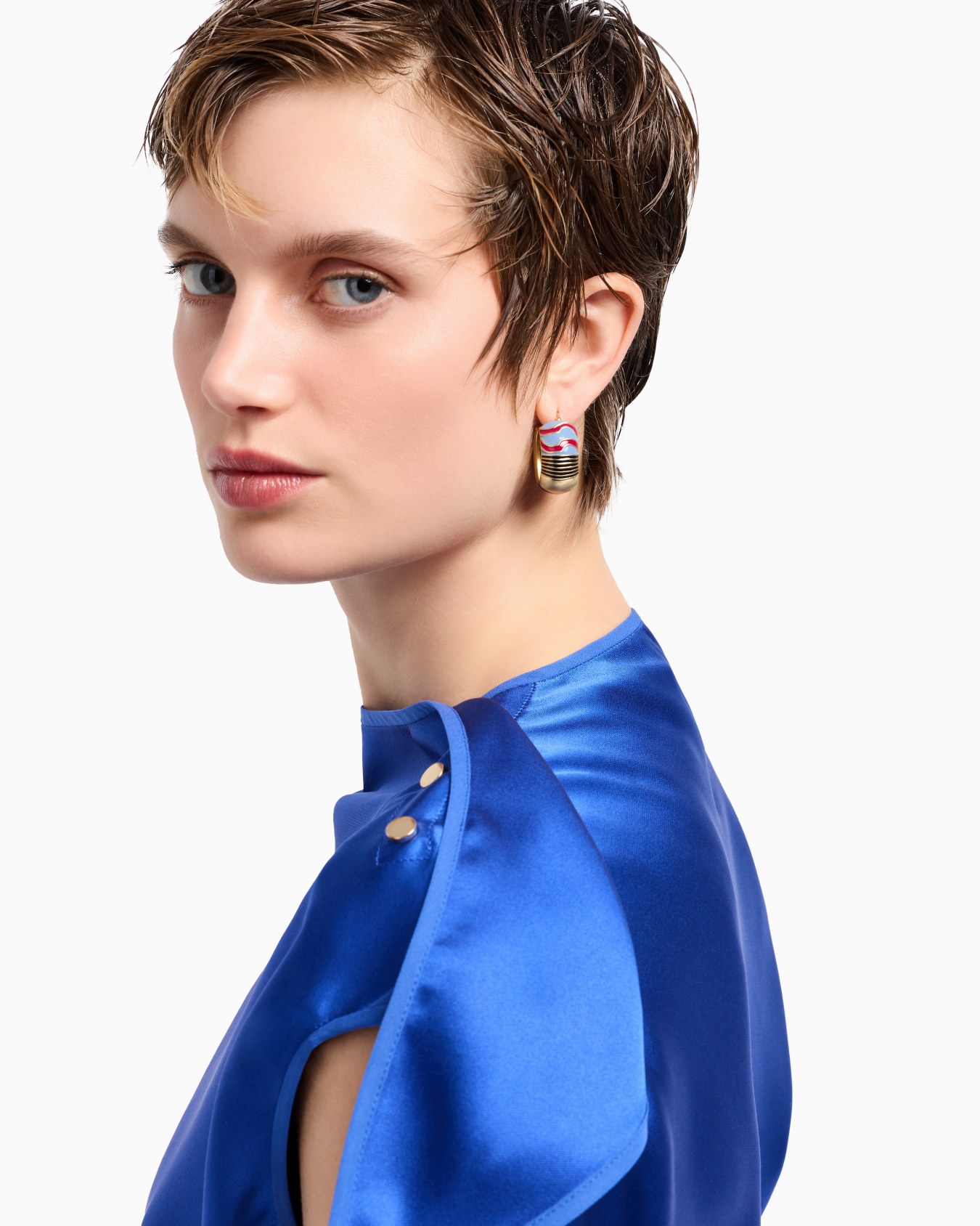 Double-faced silk-satin long dress Slide 4