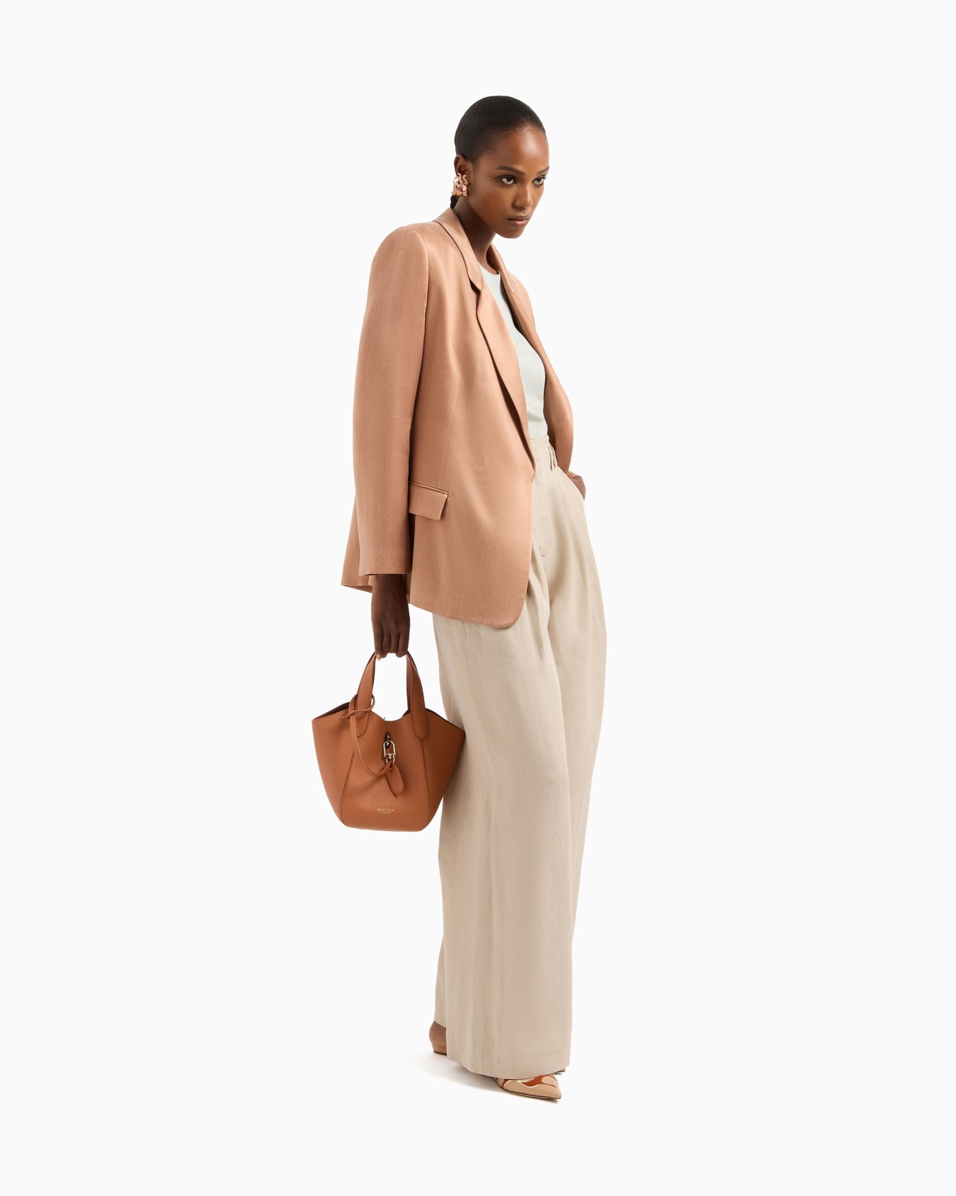 Blusa girocollo in tripla georgette di seta stampata Slide 2
