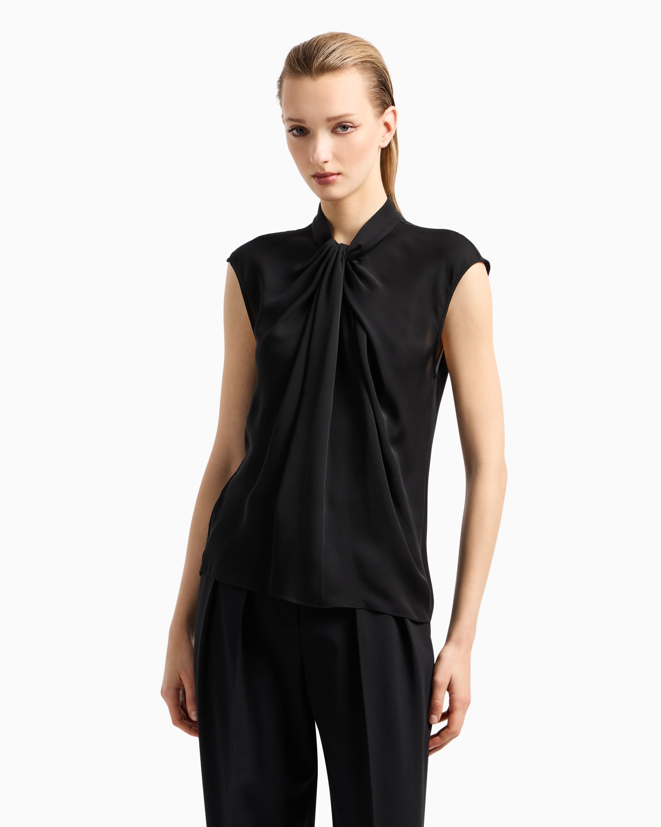 Blusa de georgette doble de seda lavada Diapositiva 3