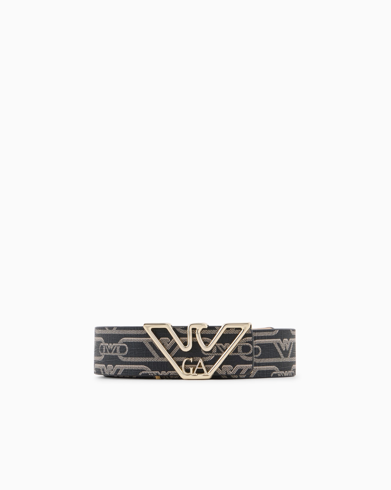 Monogram-print belt with eagle plate Slide 0