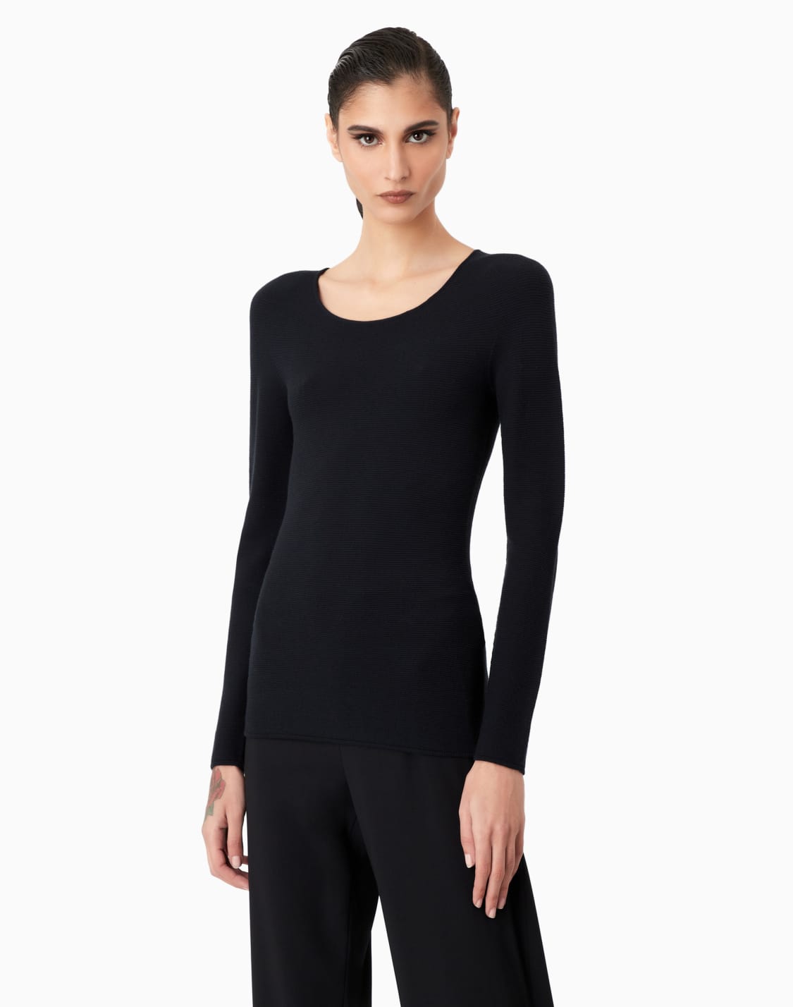 pullover-mit-langen-rmeln-aus-viskose-in-links-verarbeitung-marineblau--giorgio-armani