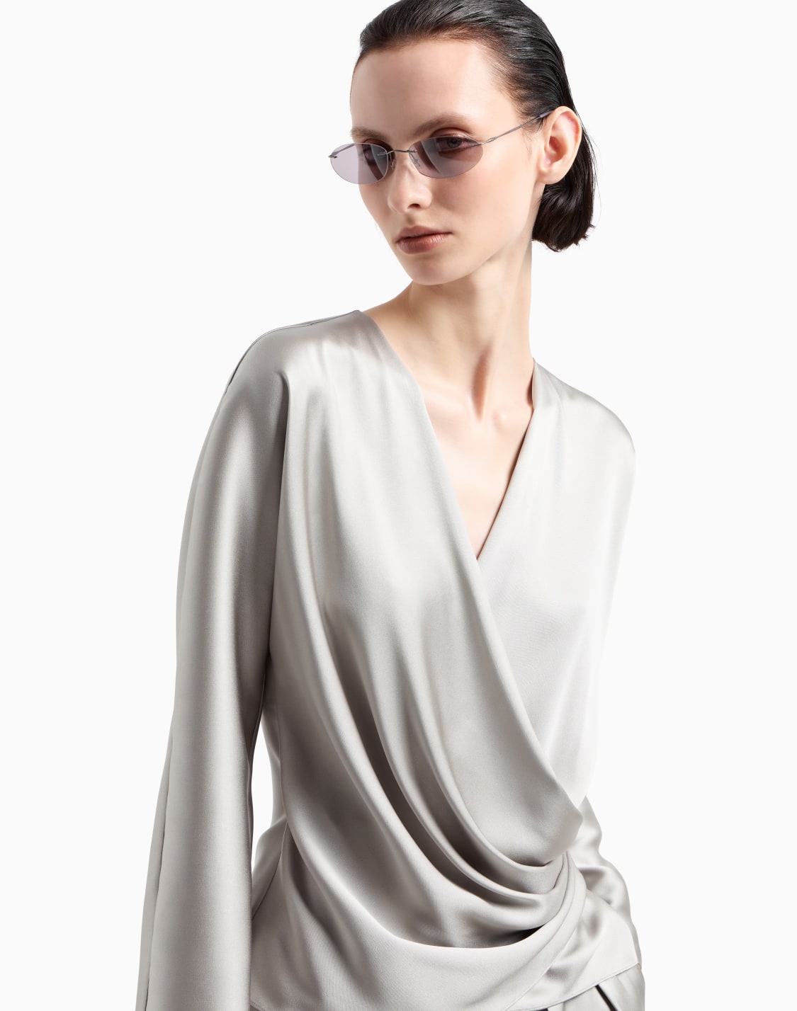 シャツ-ダブルサイドシルクサテン-グレ--giorgio-armani
