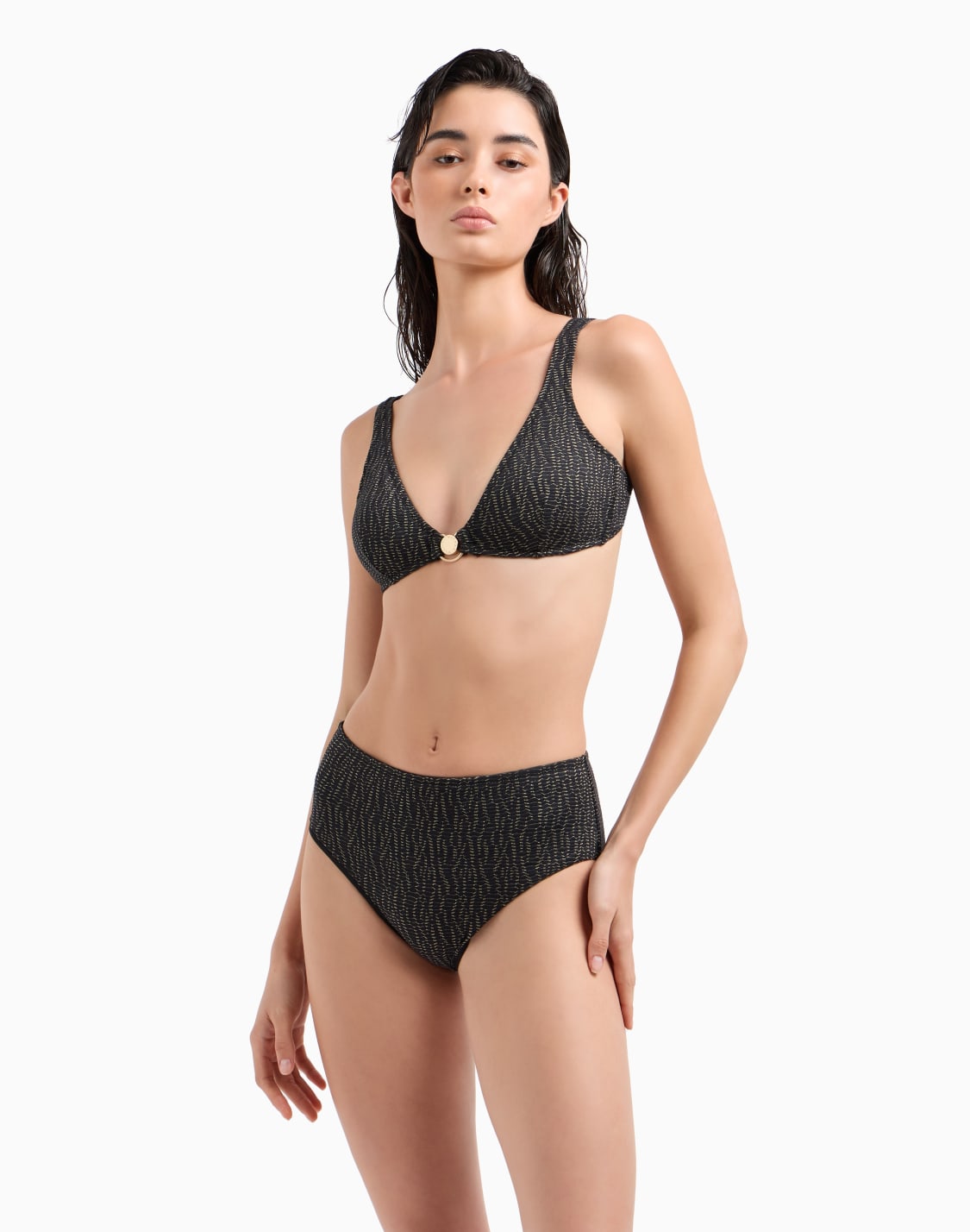 gepolsterter-triangel-bikini-aus-lurex-mit-muster-schwarz--emporio-armani