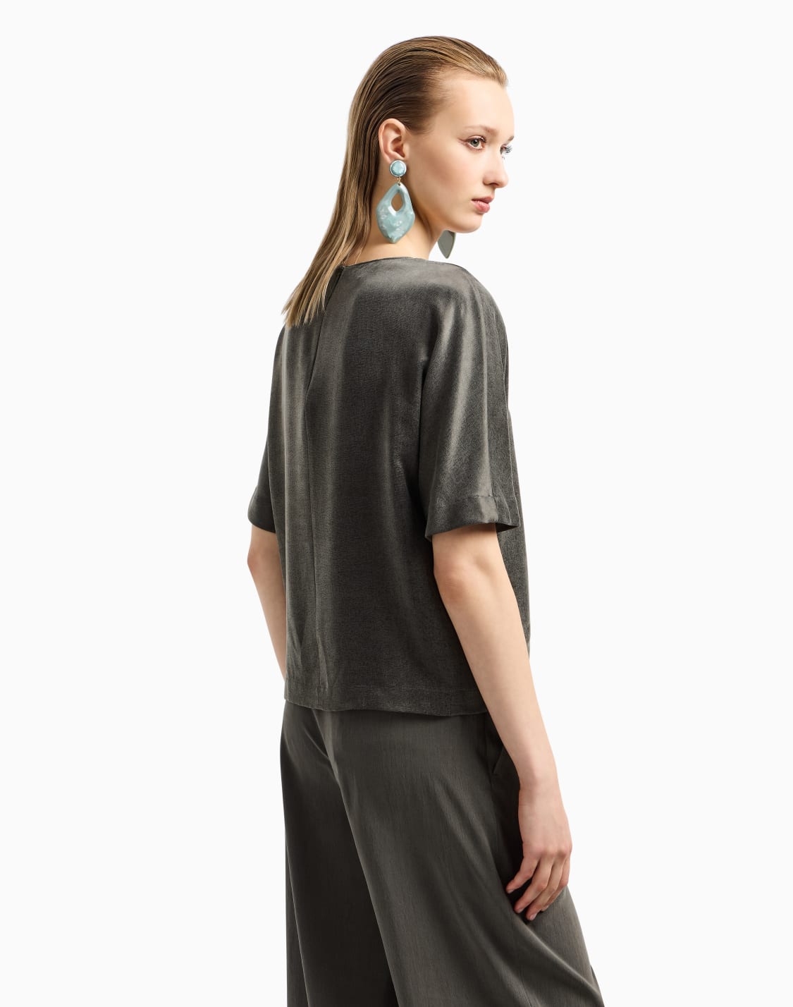 blusa-de-cuello-redondo-de-viscosa-y-cupro-verde--giorgio-armani