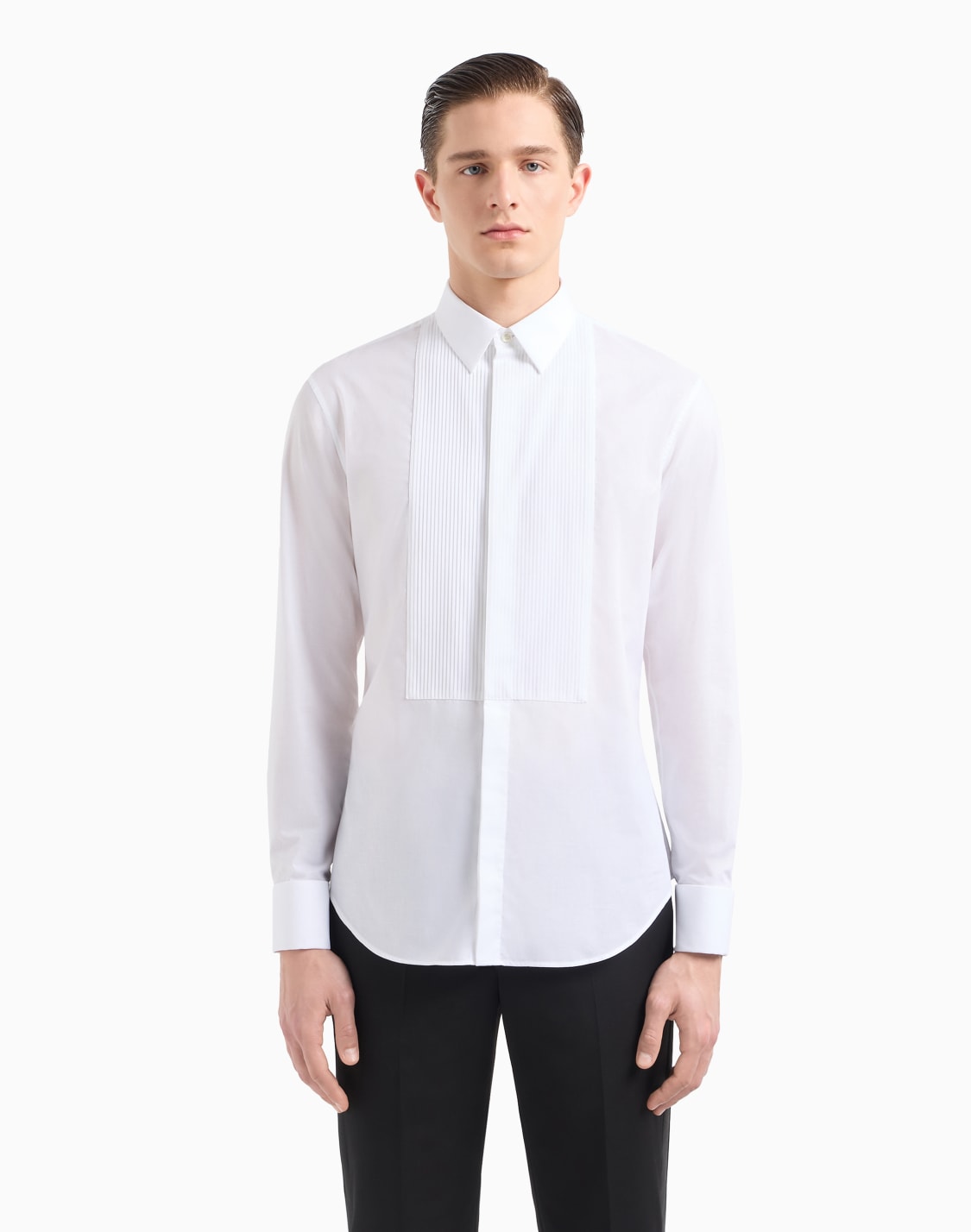 cotton-tuxedo-shirt-with-pleated-detail-patterned--giorgio-armani
