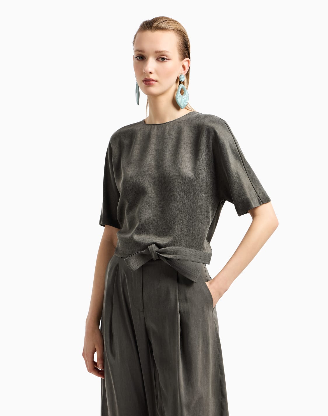 blusa-de-cuello-redondo-de-viscosa-y-cupro-verde--giorgio-armani