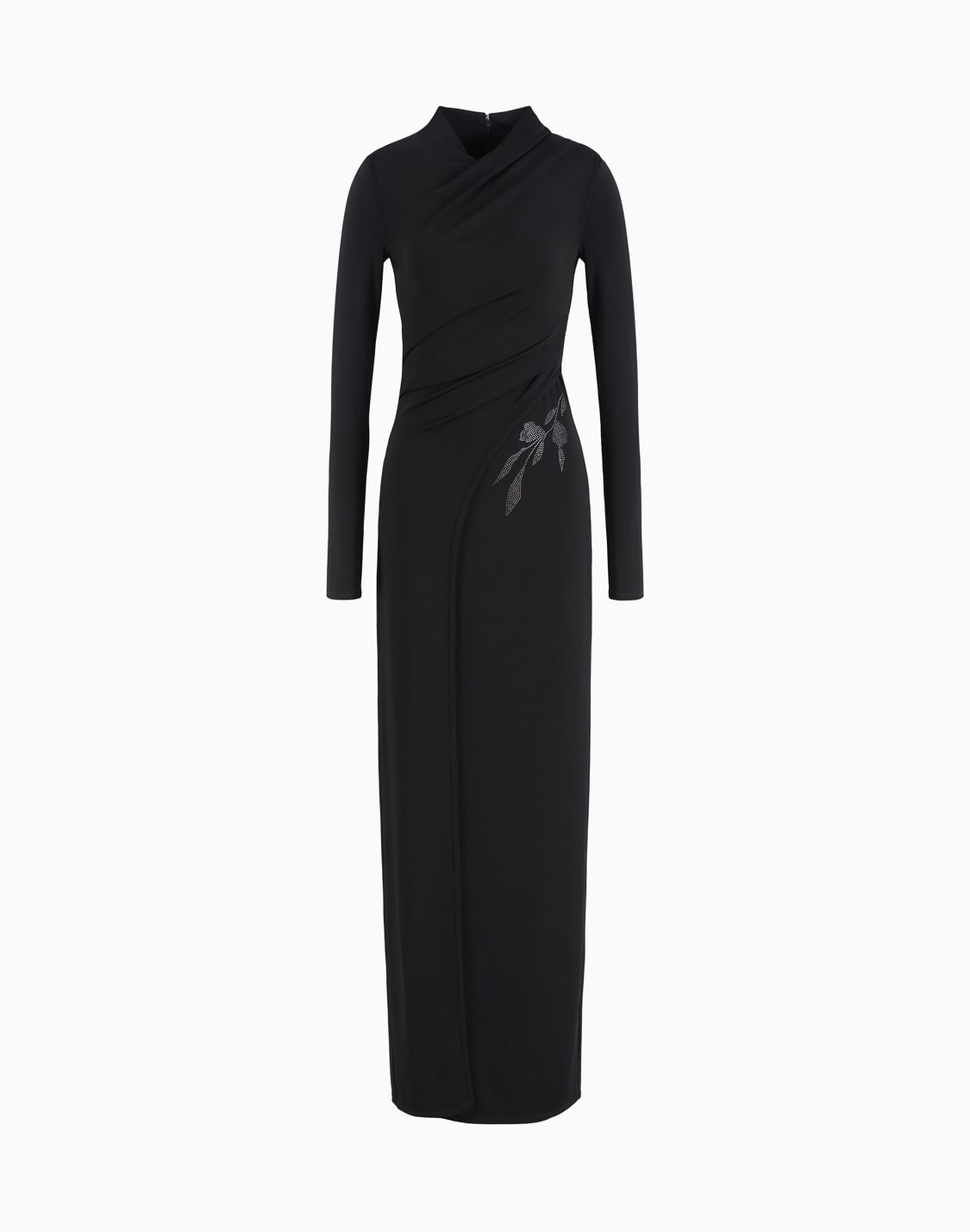 asv-long-dress-in-stretch-viscose-jersey-with-rhinestones-black--giorgio-armani