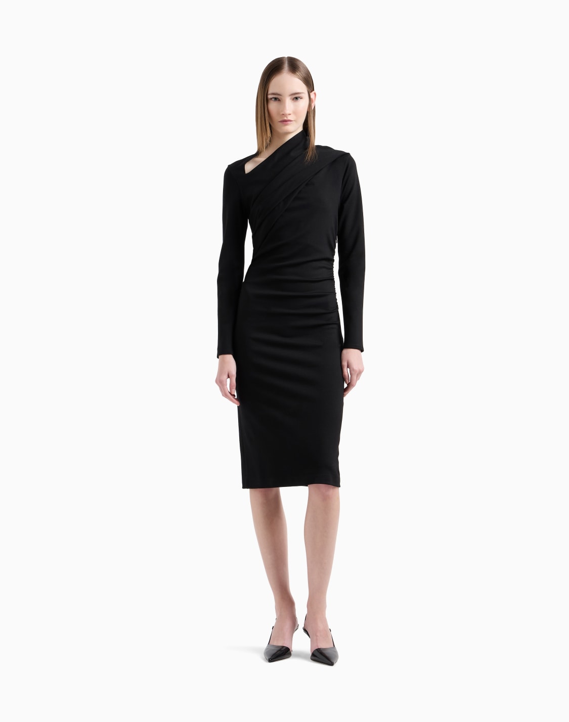 viscose-blend-milano-stitch-midi-dress-black--giorgio-armani