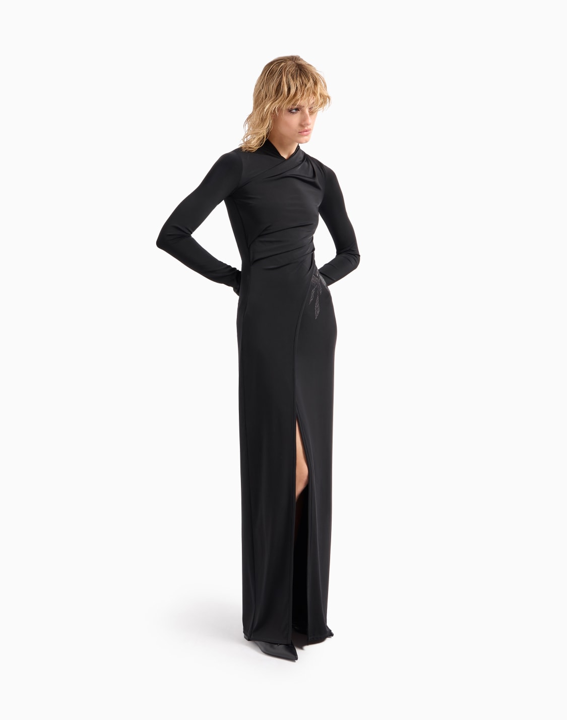 asv-long-dress-in-stretch-viscose-jersey-with-rhinestones-black--giorgio-armani