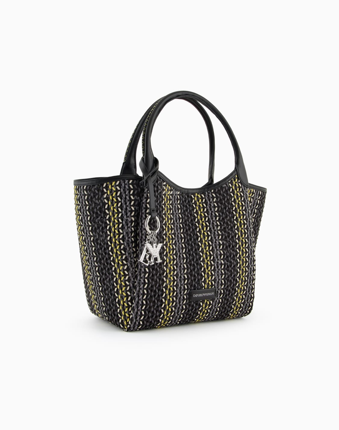 ショッパ-マルチカラ-バスケット織り-ブラック--emporio-armani