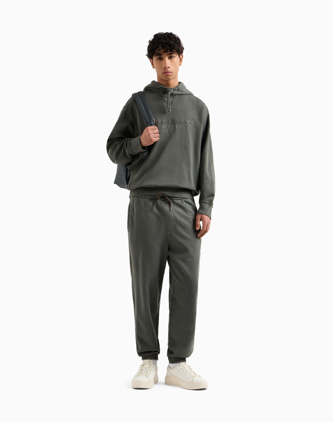 axロゴテプデザイン-フデッドスウェットプルオバ-グリン--armani-exchange