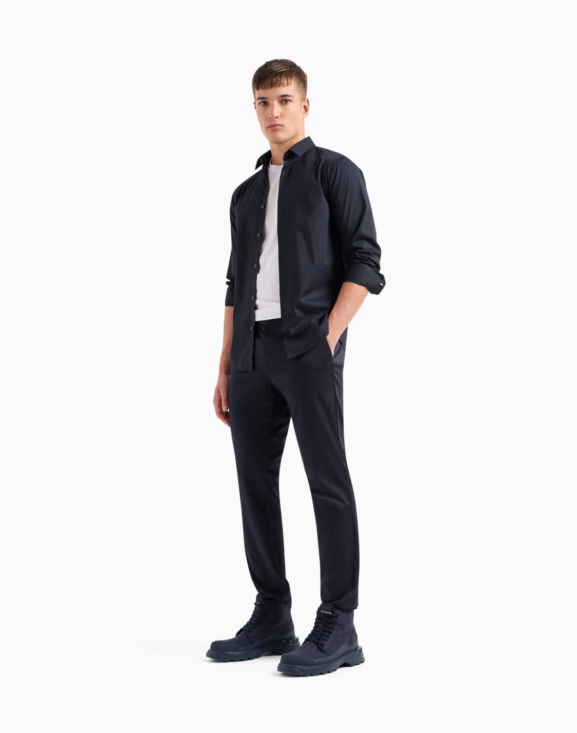 slim-fit-shirt-in-stretch-cotton-poplin-navy-blue--armani-exchange